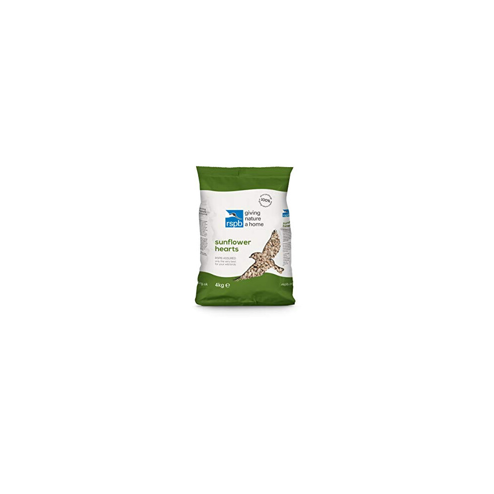 Rspb Sunflower Hearts Wild Bird Food 4Kg, High In Energy & Protein, Great For Bird Feeders, Supporting The Charity, Resealable & Recyclable
