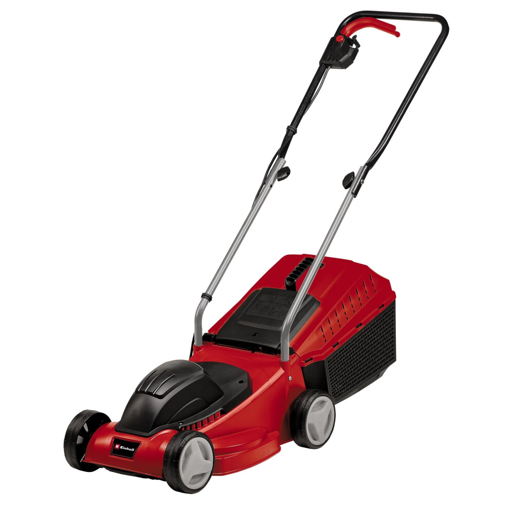 Einhell GE-EM 1032 Electric Lawn Mower - 32cm Cutting Width, 30L Grass Box, 3 Cutting Height Levels - Lightweight Corded Walk-Behind Lawnmower For