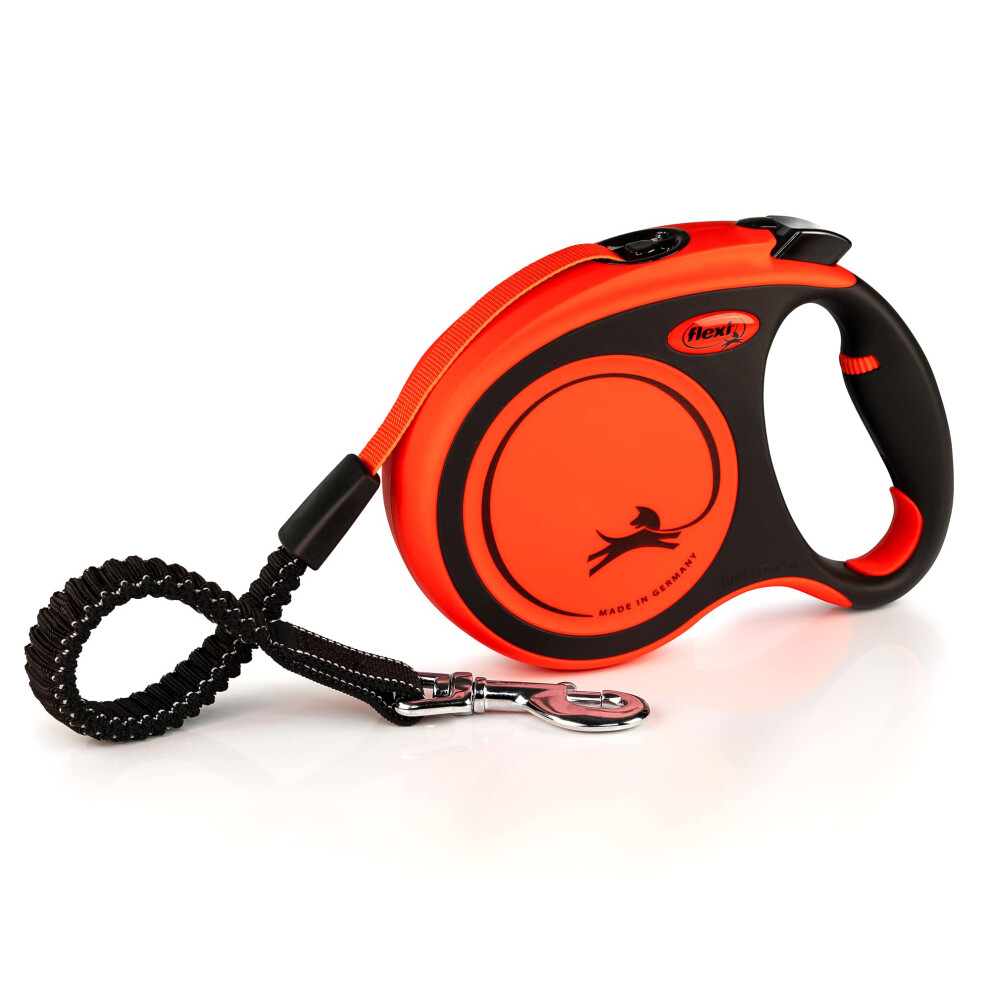 Flexi Xtreme Tape Orange & Black Large 5m Retractable Dog Leash/Lead for dogs up to 65kgs/143lbs