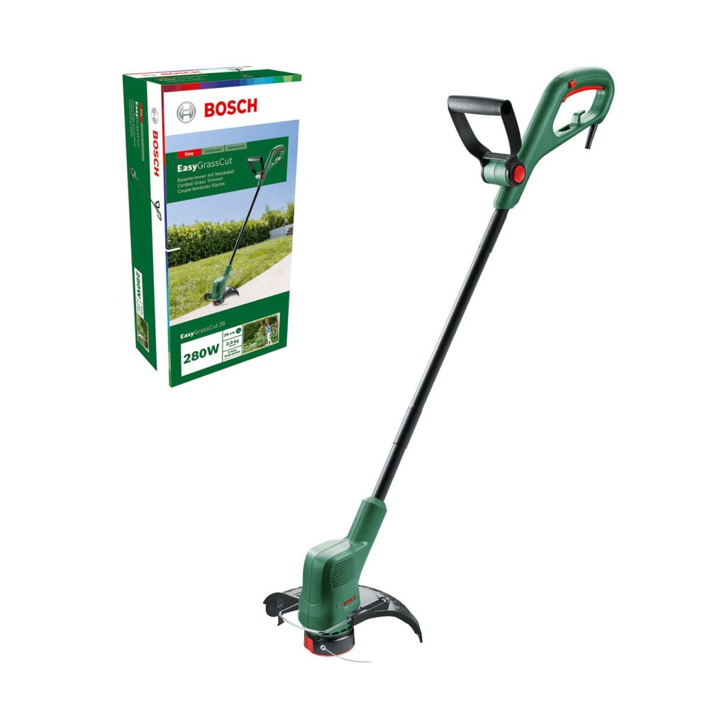 Bosch Home and Garden Electric Grass Trimmer EasyGrassCut 26 (280 Watt, cutting diameter 26 cm, Weight: 2 kg, in carton packaging)