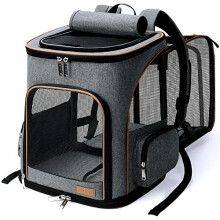 Lekesky Extra Large Cat Backpack Carrier Expandable Pet Backpack for Medium Cats and Small Dogs Foldable Pet Backpack with Inner Escape-proof Leash