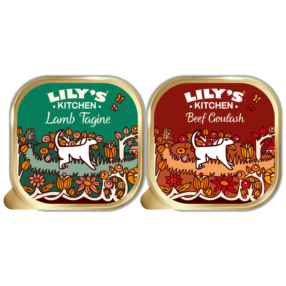 Lily?s Kitchen Dog Food Wet Trays - 36 x 150g Multipack - Made with Natural Ingredients - 24 x Beef Goulash, 12 x Lamb Tagine