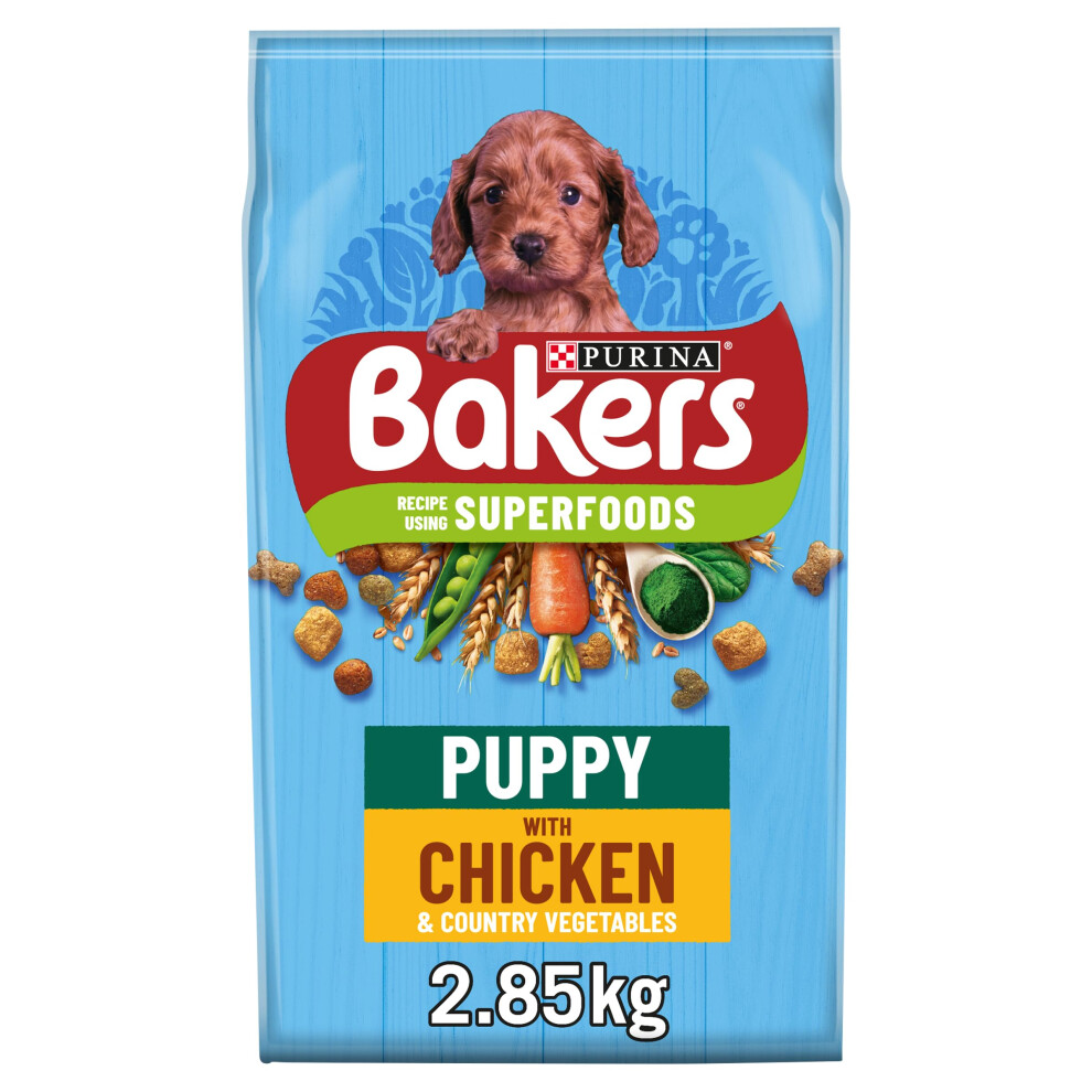 Bakers Puppy Dry Dog Food Chicken And Veg 2.85Kg, Pack Of 4