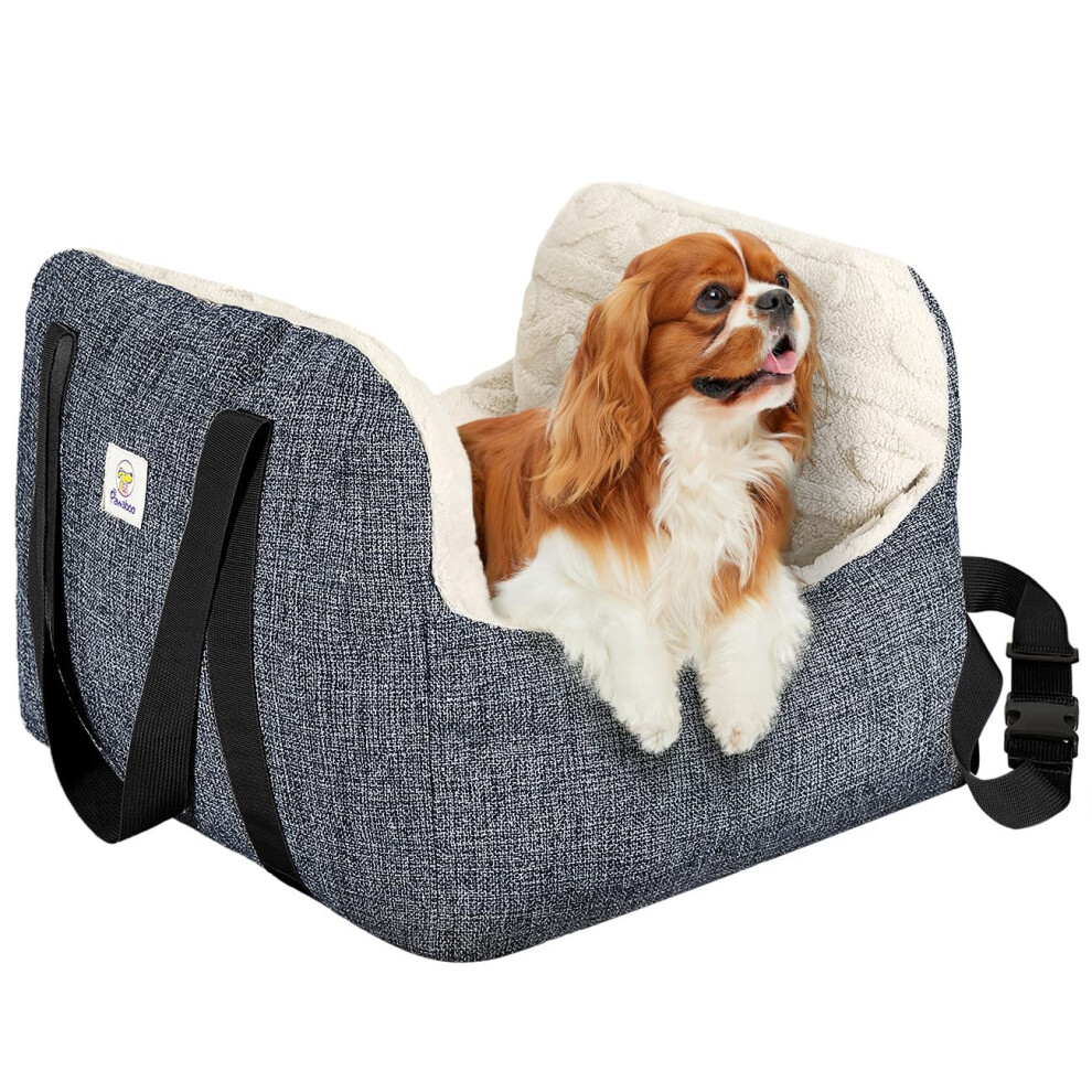 Pawaboo Dog Booster Car Seat For Small Dogs, Small Dog Car Seat With Fixed Buckle And Safety Leash, Thickened Dog Bed Car Seat, Pet Travel Carrier Bed