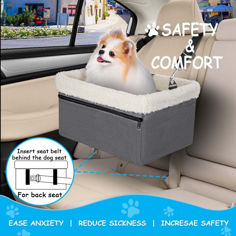 UNICITII Dog Car Seat for Small Dog Raised Dog Booster Seat with Metal Frame Dog Car Booster Seat Puppy Car Seat for Pets Small Dogs Cats