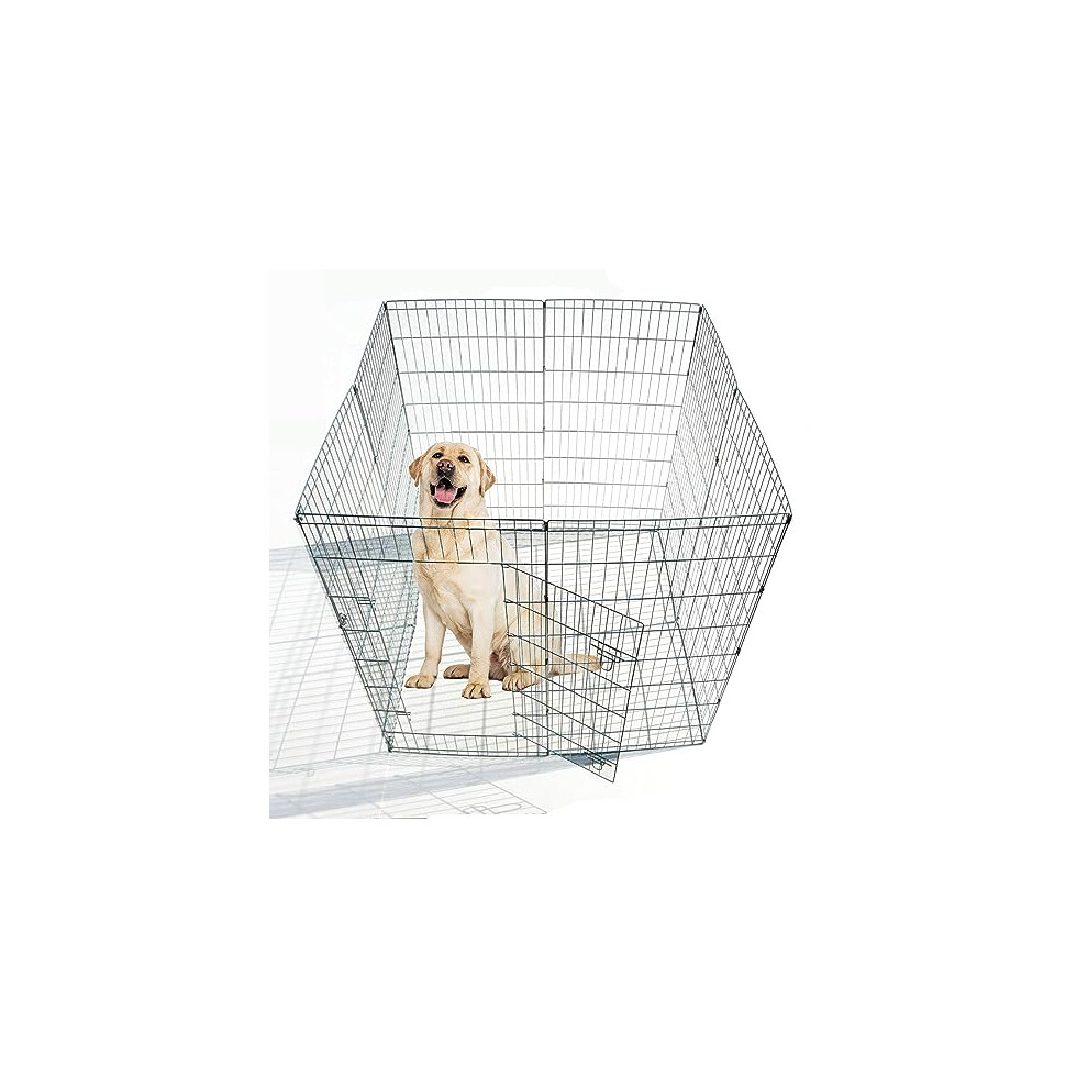 Ellie Bo Easy Up 8 Piece Foldable Portable Dog Puppy Play Pen with Door for Indoor Outdoor Use 61cm High on OnBuy