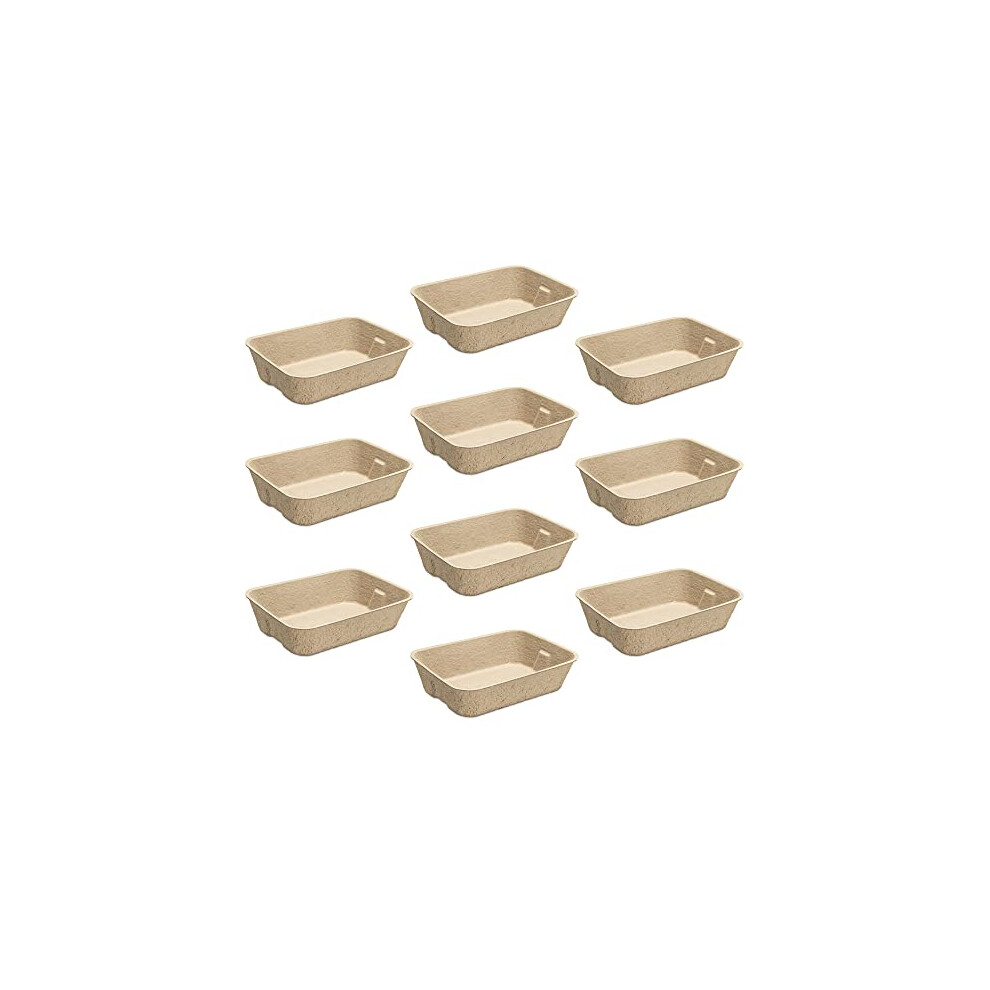 Navaris Disposable Cat Litter Trays (Pack of 10) - Cardboard Liner Tray for Cats Made of 100% Paper - Use Alone or As Box Liners - 40.5cm x 30cm