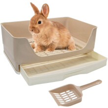 HYLYUN Large Rabbit Litter Tray Box Toilet,Potty Trainer Corner Litter Bedding Box with Drawer Larger Pet Pan for Adult Guinea Pigs, Rabbits, Hamster,