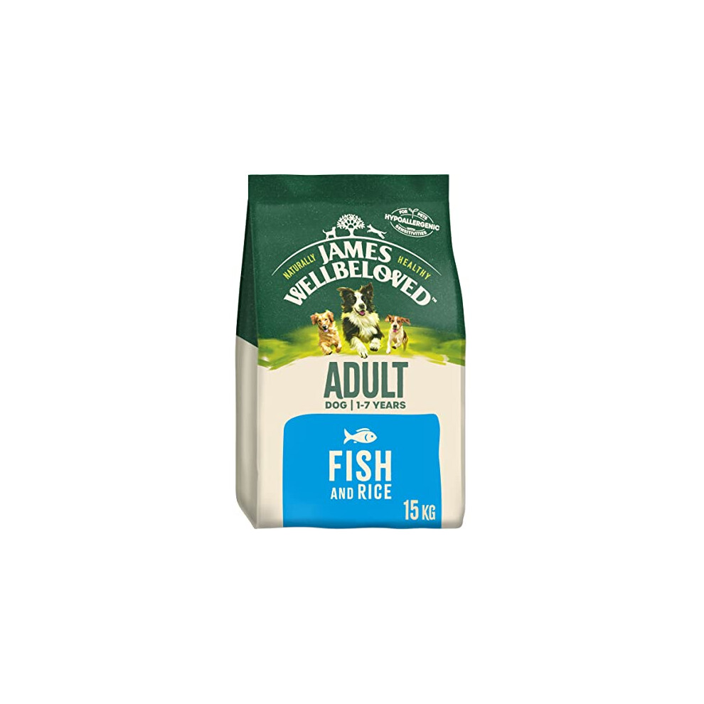 James Wellbeloved Adult Fish & Rice 15 kg Bag, Hypoallergenic Dry Dog Food