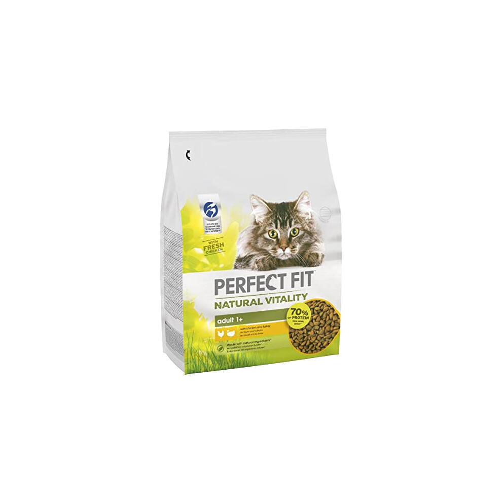 Perfect Fit Natural Vitality Dry Cat Food Adult 1+ - Complete Dry Food for Adult Cats from 1 Year Old, Rich in Chicken and Turkey ? 2, 4 kg (Pack of