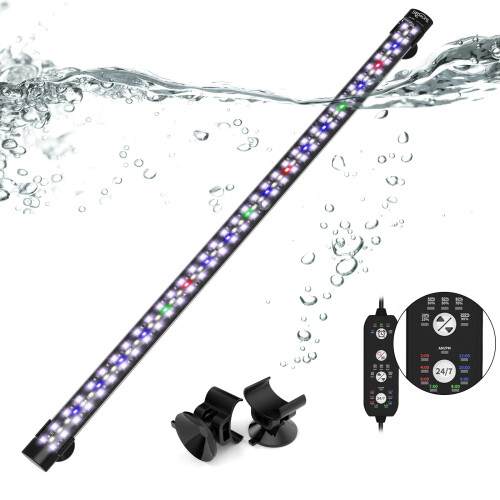 SEAOURA Submersible Aquarium Lights for Fish Tank, 24/7 Cycle Fish Tank Light with Timer, Full Spectrum+7 Single Colors, Auto On/Off, Adjustable