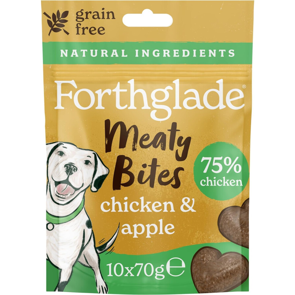 Forthglade Chicken with Apple Meaty Bites - 100% Natural Indulgent Dog Treats - 75% Chicken, Grain Free, Air-Dried to Lock in Natural Goodness -