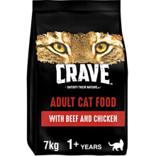 Crave Chicken & Beef 7 kg Bag, Premium Adult Cat Dry Food with high Protein, Grain-free