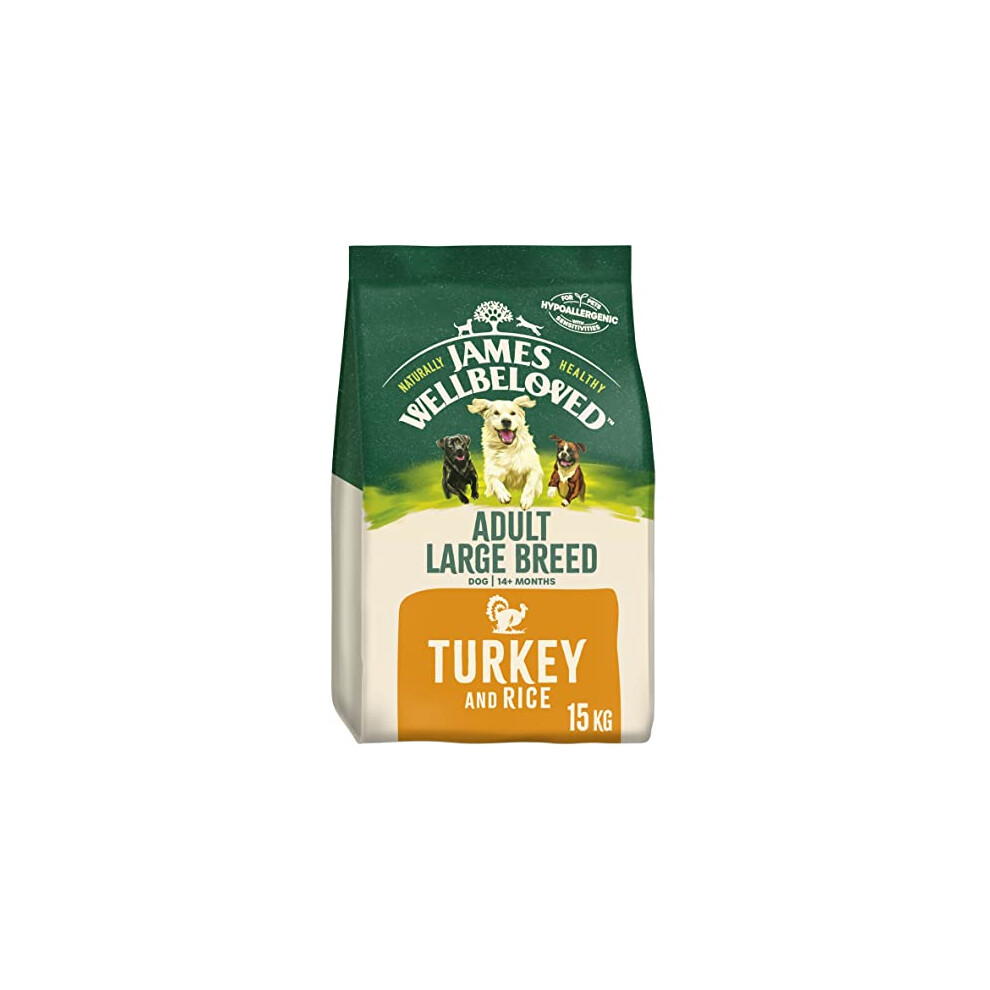 James Wellbeloved Adult Large Breed Turkey & Rice 15 kg Bag, Hypoallergenic Dry Dog Food