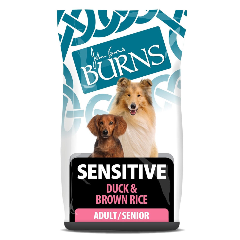 Burns Pet Nutrition Hypoallergenic Complete Dry Dog Food Adult and Senior Dog Sensitive with Duck and Brown Rice 12 kg