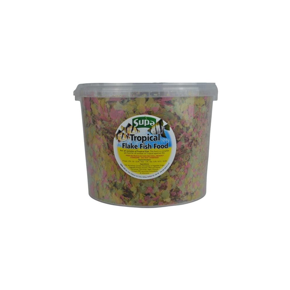 Supa Aquarium Tropical Fish Flake Food, 3 Litre Bucket, Premium Quality Nutritious Fish Food, Complete Balanced Diet