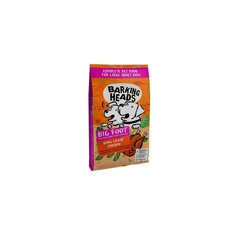 Barking Heads Dry Dog Food for Large Breeds - Bowl Lickin' Chicken 12kg - 100% Natural Chicken with No Artificial Flavours - Good for Healthy