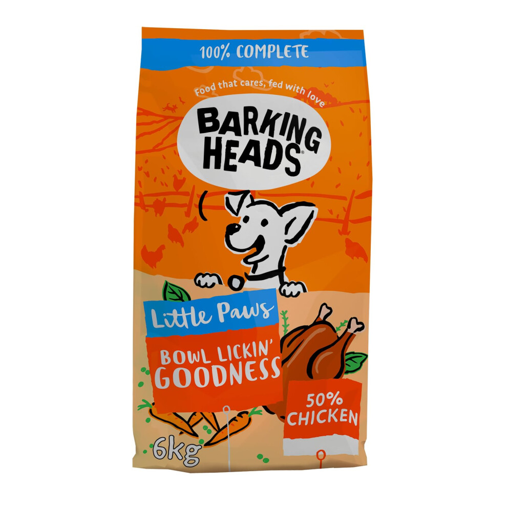 Barking Heads - Little Paws Bowl Lickin' Goodness - Dry Dog Food for Small Breeds - Natural Everyday Immunity & Vitality - Vet Approved - Chicken, 6kg