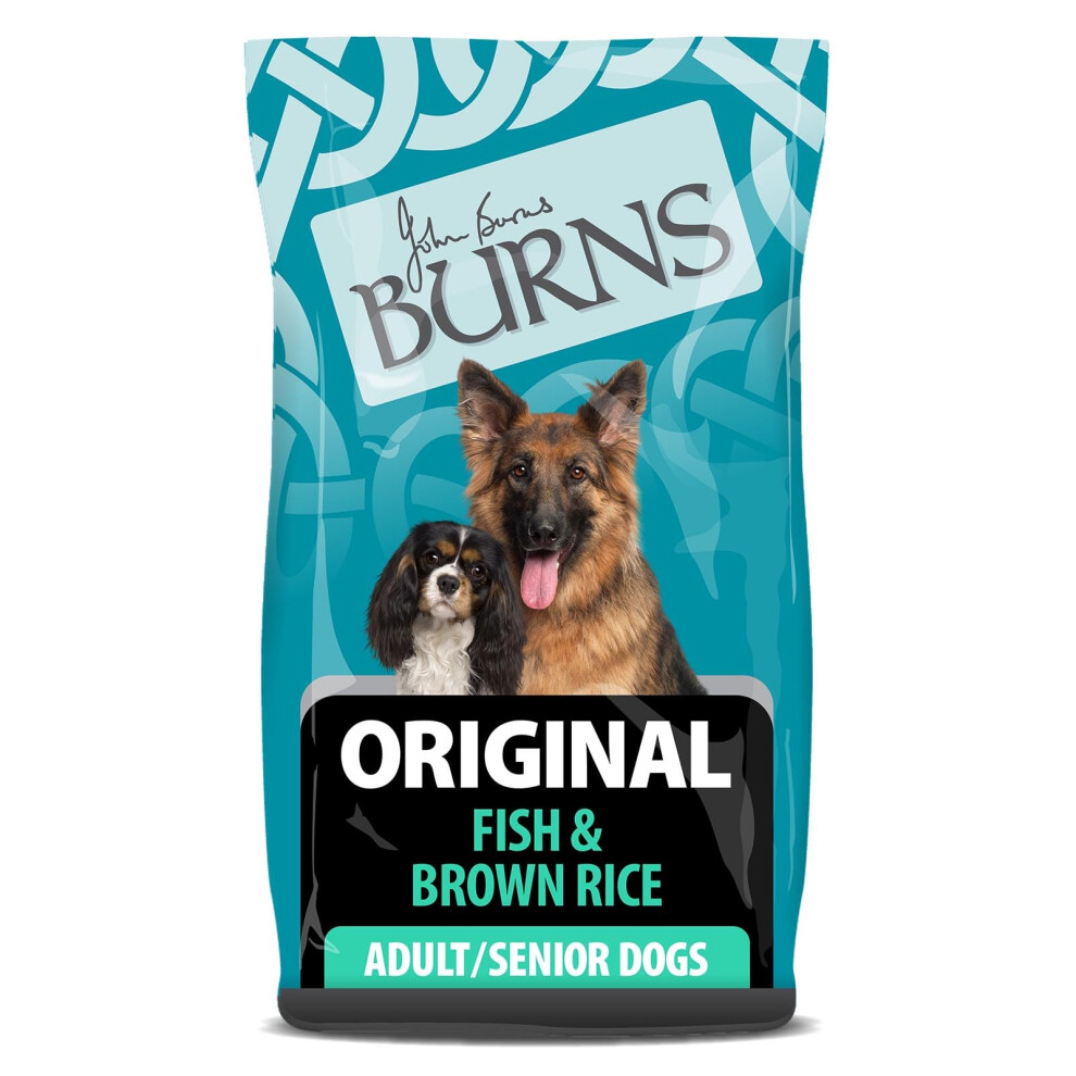 Burns Pet Nutrition Hypoallergenic Complete Dry Dog Food Adult and Senior Dog Original Fish and Brown Rice 12 kg