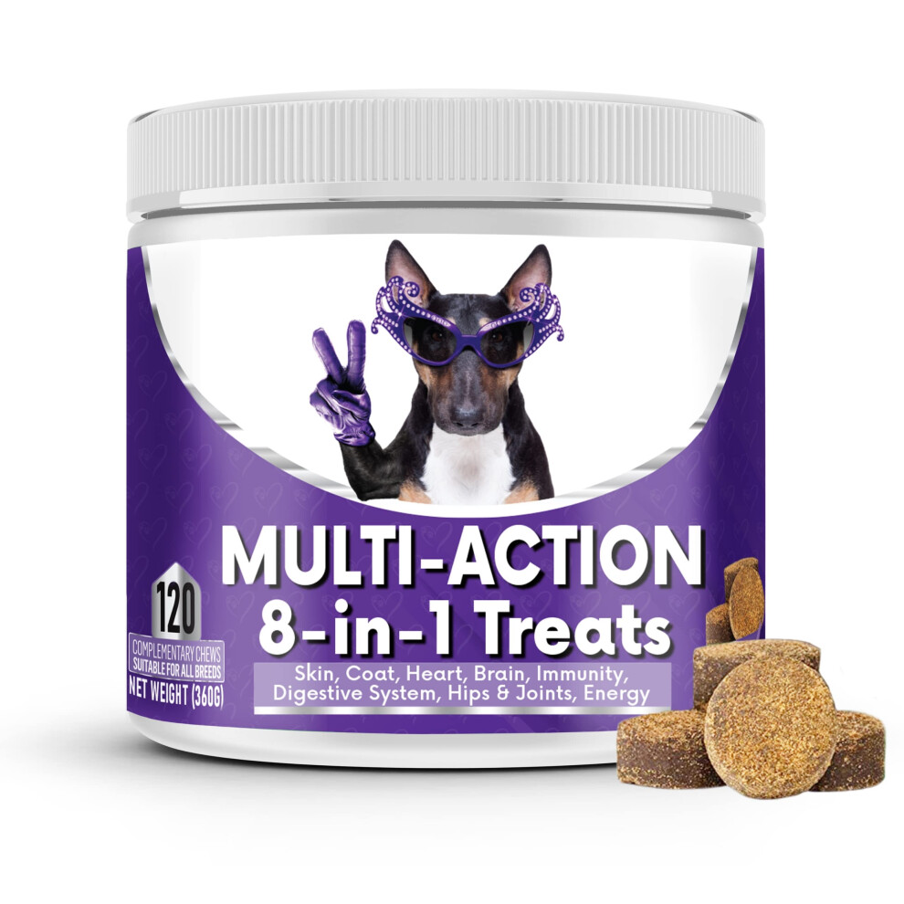 NutriPaw 8-in-1 Multi-Vitamin Treats For Dogs - Brain, Heart, Skin, Coat, Immunity, Digestion, Joints & Energy - Perfect for Small, Medium and Large