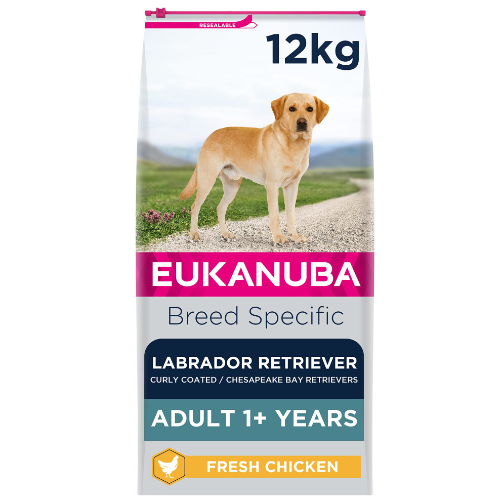 Eukanuba Complete Dry Dog Food for Adult Labrador Retriever Breed Types with Fresh Chicken 12 kg