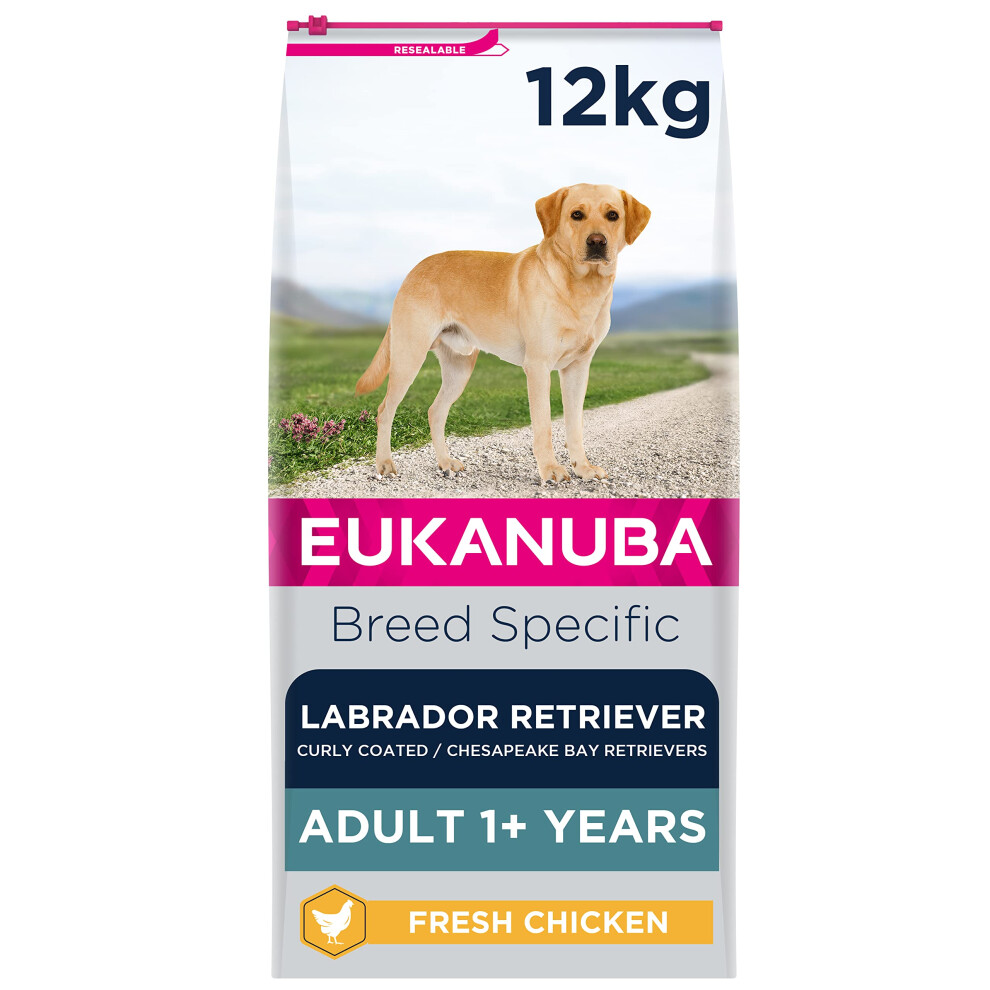 Iams Eukanuba Complete Dry Dog Food For Adult Labrador Retriever Breed Types With Fresh Chicken 12 Kg