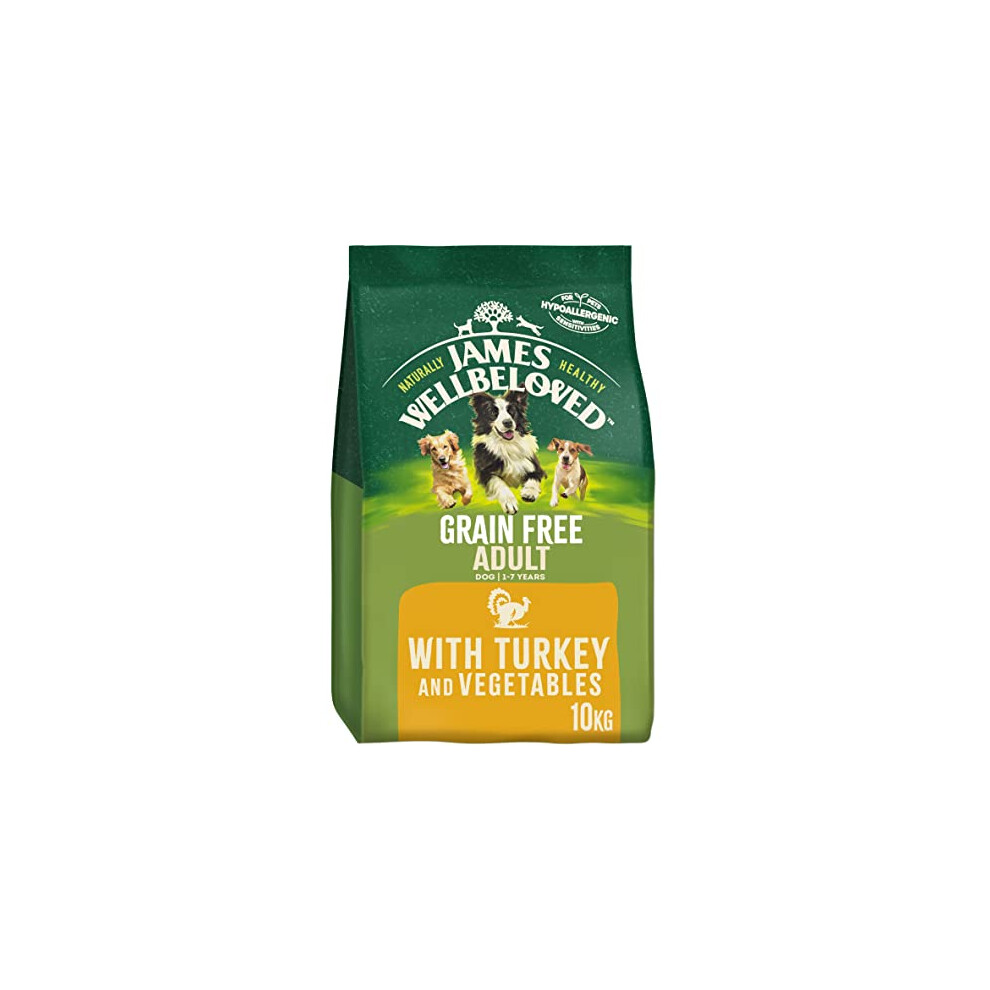 James Wellbeloved Adult Grain-Free Turkey & Vegetables 10 kg Bag, Hypoallergenic Dry Dog Food