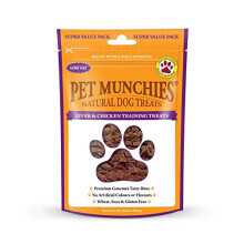 Pet Munchies Liver and Chicken Dog Training Treats, Grain Free Tasty Bites with Natural Real Meat, Low in Fat and High in Protein 150g (Pack of 8)