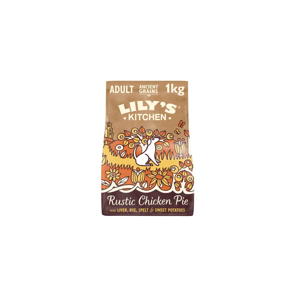 Lily's Kitchen Ancient Grains Chicken and Turkey Adult Natural Dry Dog Food, Brown 1KG Pack of 4