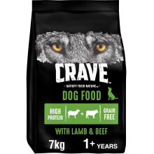 Crave Lamb & Beef 7 kg Bag, Premium Adult Dry Dog Food with high Protein, Grain-free