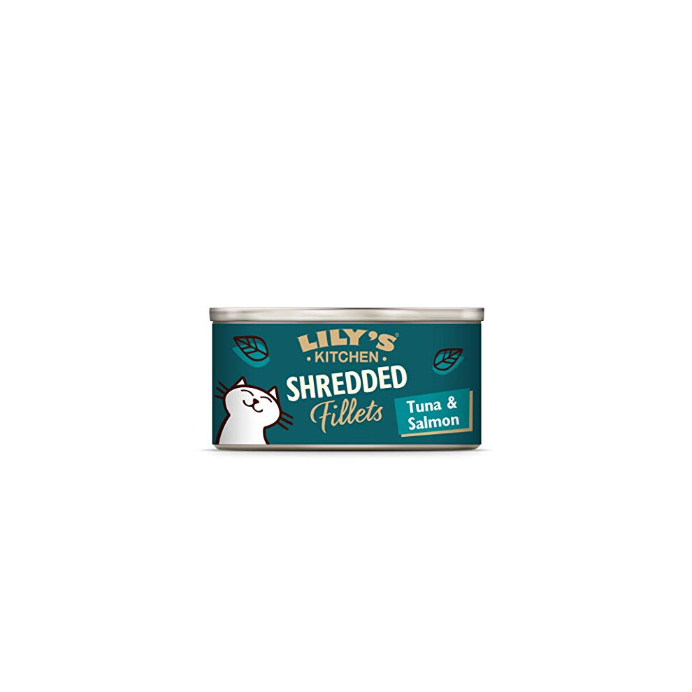 Lily's Kitchen Shredded Fillets with Tuna and Salmon - Grain Free Adult Wet Cat Food (24 Tins x 70 g)