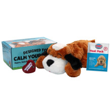 Snuggle Puppy Heartbeat Stuffed Toy for Dogs - Pet Anxiety Relief and Calming Aid - Brown and White