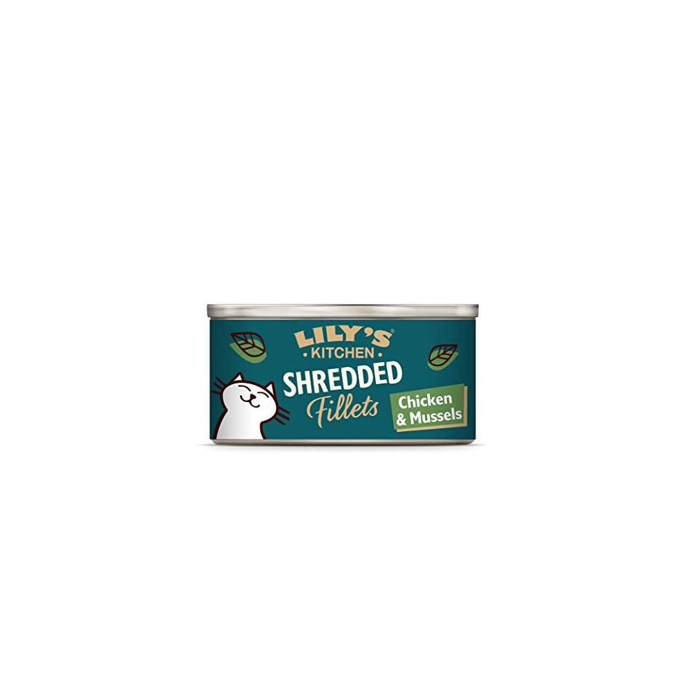 Lily's Kitchen Shredded Fillets with Chicken and Mussels - Grain Free Adult Wet Cat Food (24 Tins x 70 g)