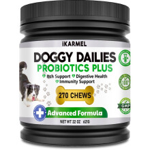 Doggy Dailies Probiotics for Dogs - Canine Supplements for Digestive and Immunity Support - Skin Health and Itch Support - Vitamin Treats -