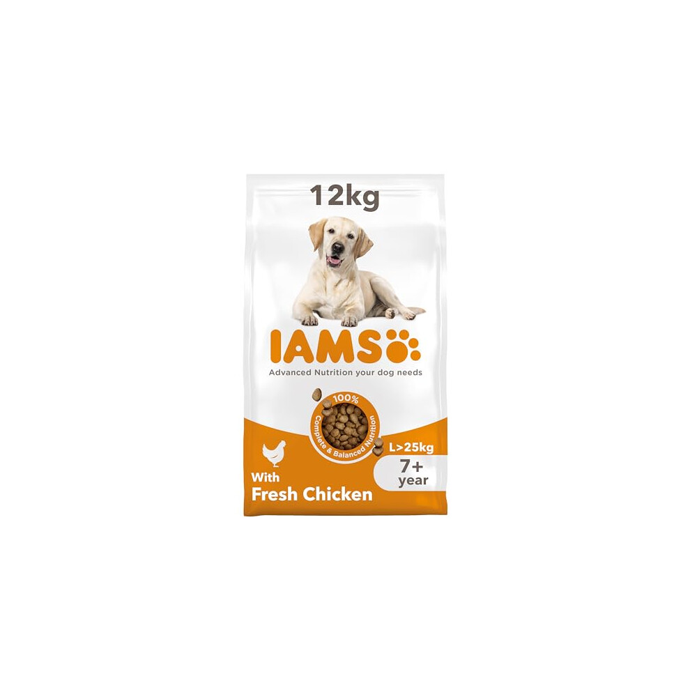 New Iams Complete Dry Dog Food For Senior 7+ Large Breeds With Chicken 12 Kg T81601992
