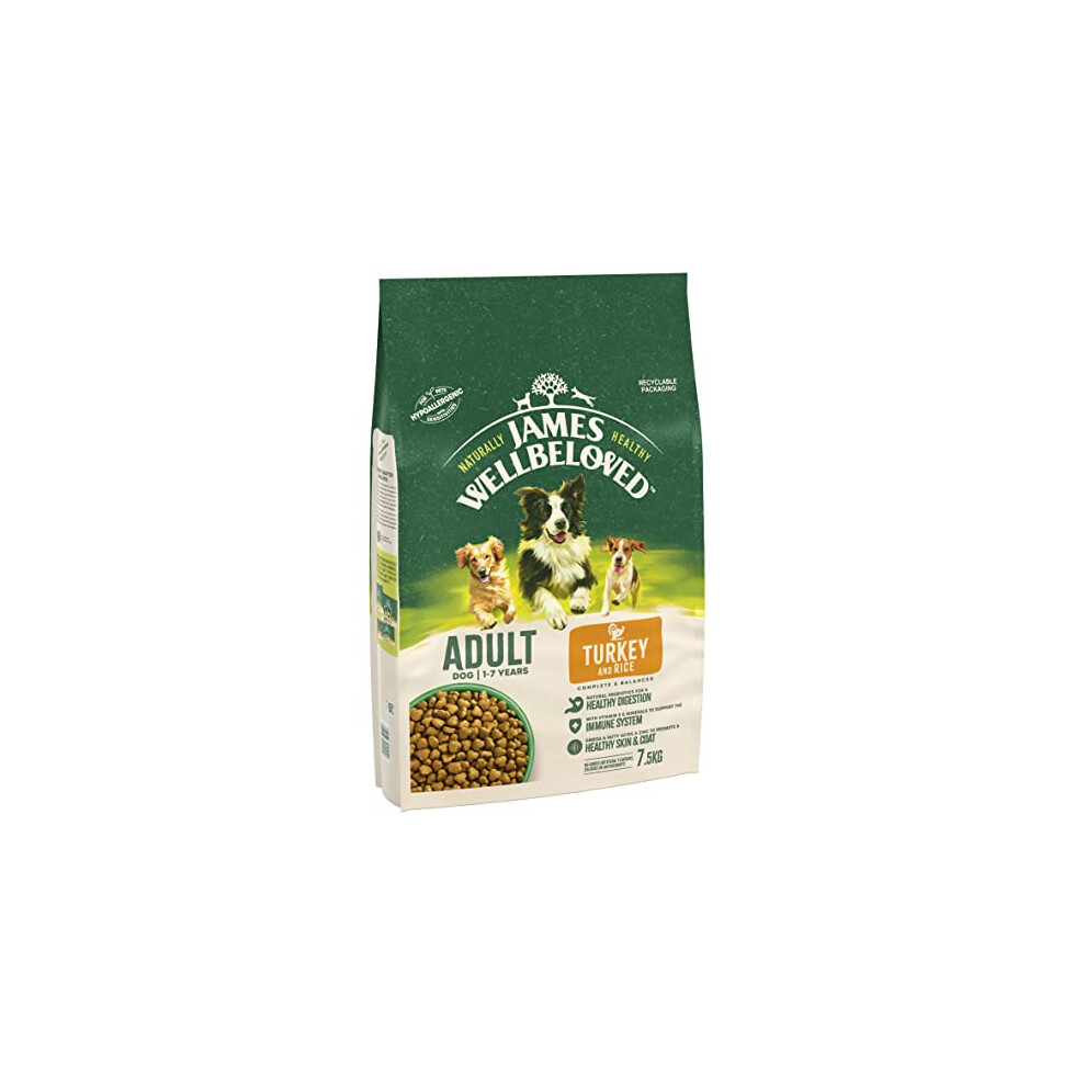 James Wellbeloved Adult Turkey & Rice 7.5 Kg Bag, Hypoallergenic Dry Dog Food