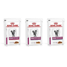 Royal Canin Feline Renal Mix of 6x Tuna 6x Chicken 6x Beef Cat Food each 85gram (Pack of 18)