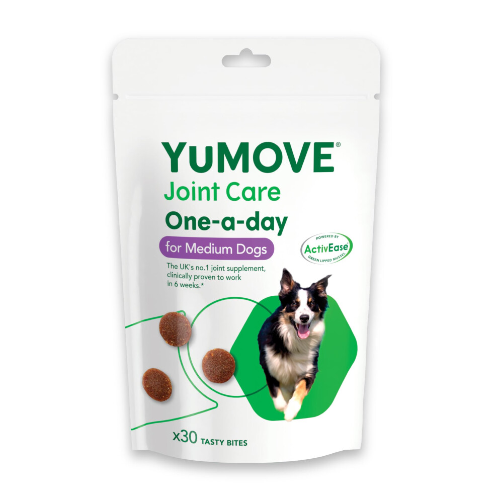 YuMOVE ONE-A-DAY Chews For Medium Dogs | Joint Supplement for Stiff Dogs with Glucosamine, Chondroitin, Green Lipped Mussel | 30 Chews - 1 Month