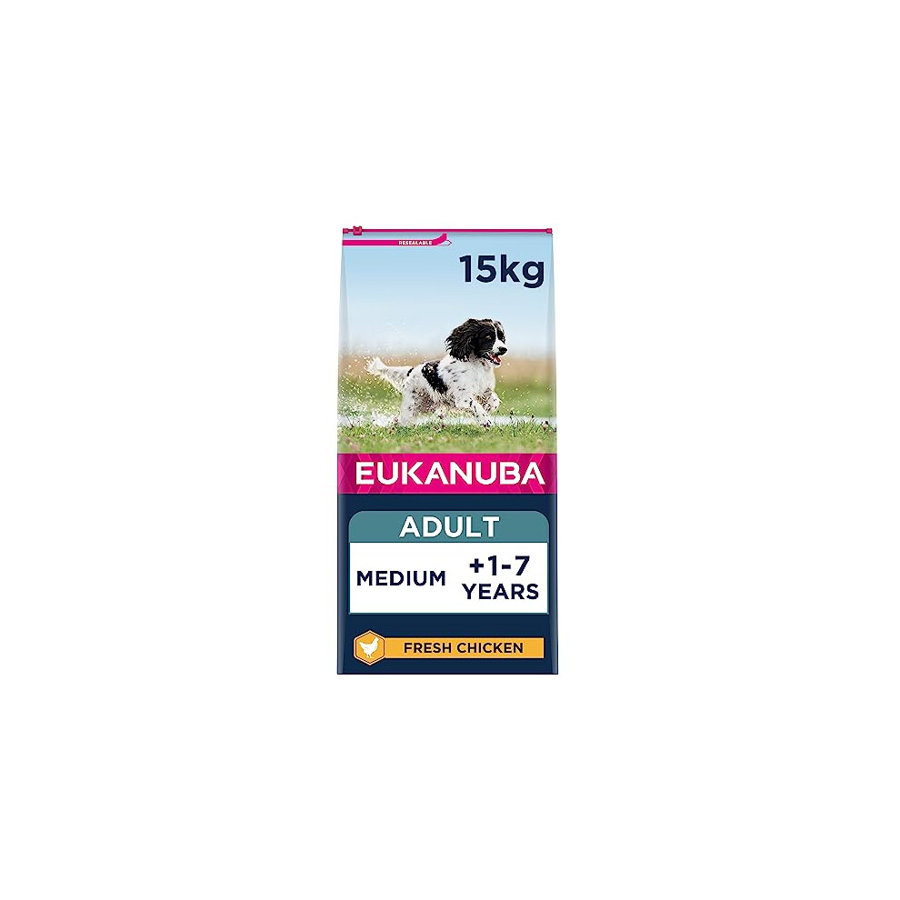 Iams Eukanuba Complete Dry Dog Food For Adult Medium Breeds With Fresh Chicken 15 Kg
