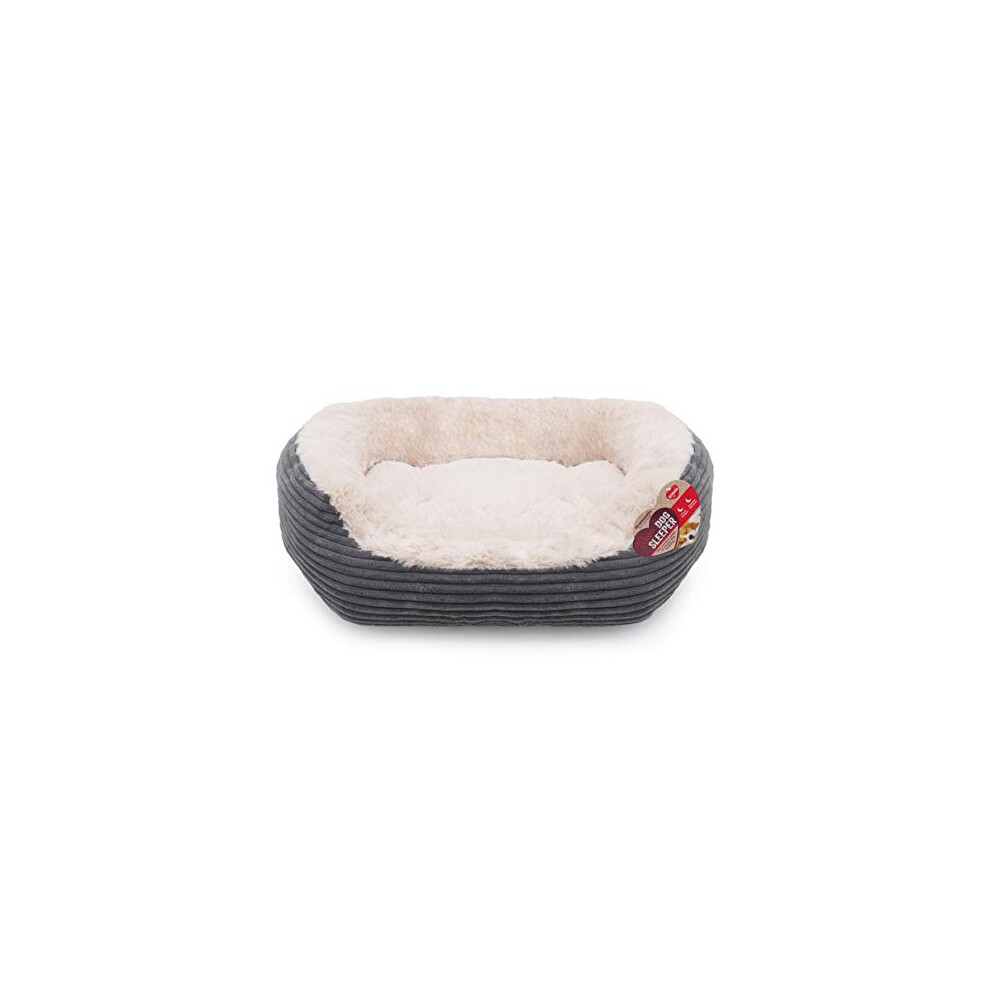 Rosewood Grey Jumbo Cord/Plush Oval Dog Bed, Large