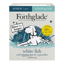 Forthglade Complete Natural Wet Dog Food - White Fish with Wholegrain Brown Rice and Vegetables, 18x395g Trays, Senior 7+ Years