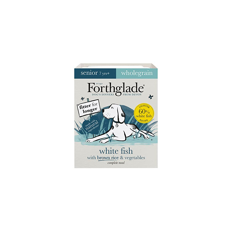 Forthglade Complete Natural Wet Dog Food - White Fish with Wholegrain Brown Rice & Vegetables (18 x 395g) Trays - Senior Dog Food 7 Years+