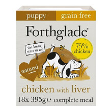 Forthglade Complete Natural Wet Dog Food - Grain Free Chicken with Liver & Vegetables (18 x 395g) Trays - Puppy Dog Food 2-12 months