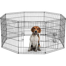 UNDERDOG 8 Panel Playpen Suitable for Dogs/Puppies/Cats & Rabbits foldable ideal for Indoor/Outdoor use puppy play pen (76cm, Black)