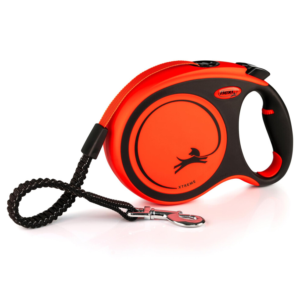 flexi Xtreme Tape Orange & Black Large 8m Retractable Dog Leash/Lead for dogs up to 55kgs/121bs