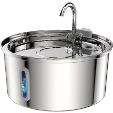 TOMXCUTE 3.2L Stainless Steel Cat Water Fountain for Drinking, Tap Cat Fountain for Cats Terriers small-sized dogs, with Visible Water Level,