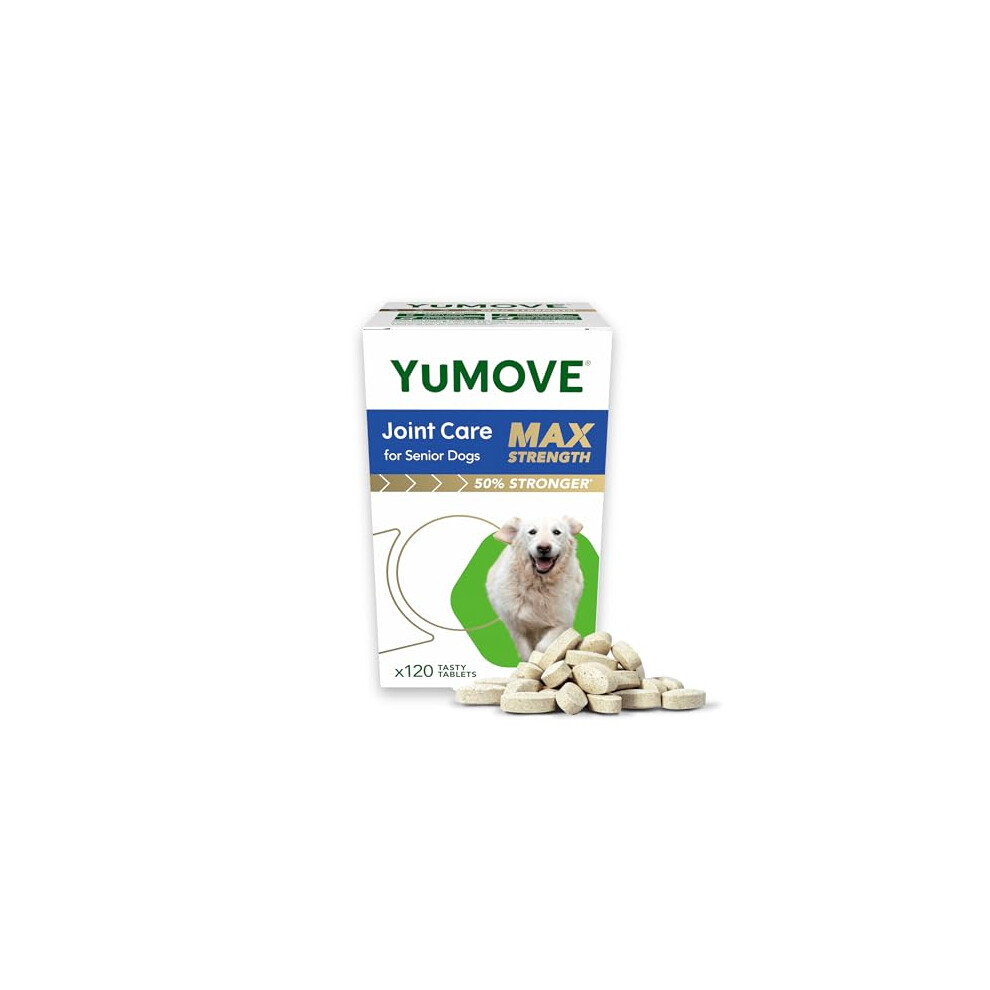 Yumove Senior Max Strength | Maximum Strength Joint Supplement For Older, Stiff Dogs With Glucosamine, Chondroitin, Lipped Mussel | Aged 9+ | Green