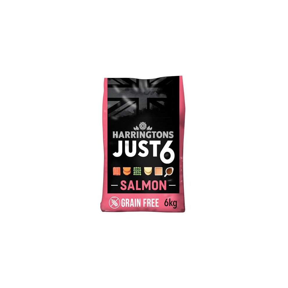 Harringtons Just 6 Salmon & Veg Complete Grain Free Dry Dog Food With Added Tasty Fresh Baked Bites 6kg