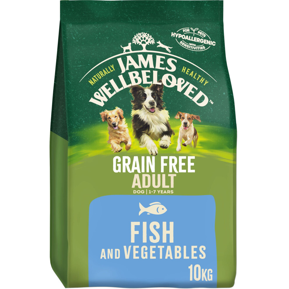 James Wellbeloved Grain Free Adult Fish and Vegetables 10 kg Bag, Hypoallergenic Dry Dog Food