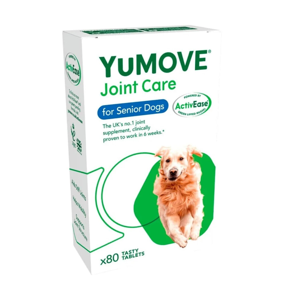 Yumove Senior Dog | High Strength Joint Supplement for Older, Stiff Dogs with Glucosamine, Chondroitin, Green Lipped Mussel | Aged 9+ | 80 Tablets